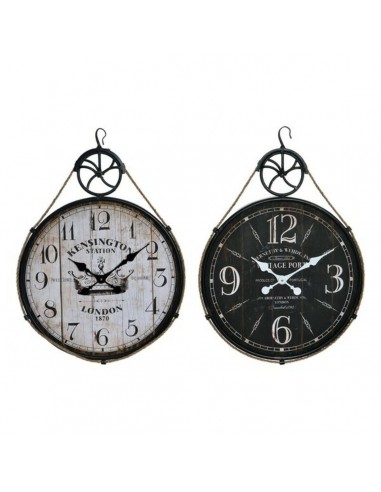 Horloge Murale DKD Home Decor Bois Métal (2 pcs) (50 x 4 x 71 cm) rembourrage situé sous