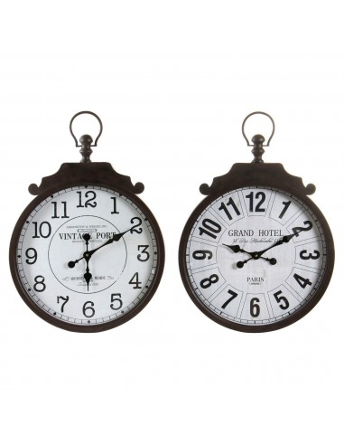 Horloge Murale DKD Home Decor Traditionnel Blanc Noir Fer (2 pcs) (50 x 6 x 71 cm) 50-70% off 