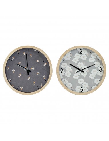 Horloge Murale DKD Home Decor Fleurs Verre Bois MDF (2 pcs) (50 x 6 x 50 cm) Le MVP de beaucoup