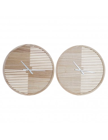 Horloge Murale DKD Home Decor Rayures Bois MDF (2 pcs) (60 x 4.5 x 60 cm) Véritable concentré