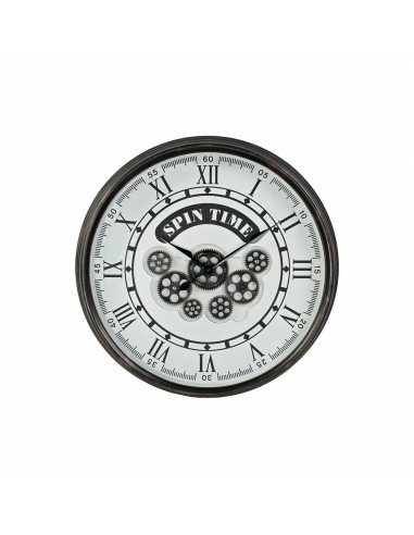 Horloge Murale DKD Home Decor Blanc Verre Fer Gris foncé (58.5 x 10.5 x 58.5 cm) plus qu'un jeu 