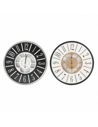 Horloge Murale DKD Home Decor Blanc Marron Noir Fer Bois MDF (2 pcs) (60 x 5 x 60 cm) la livraison gratuite