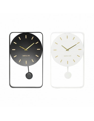 Horloge Murale DKD Home Decor Blanc Noir Fer (2 pcs) (40.5 x 5 x 65.5 cm) le des métaux précieux