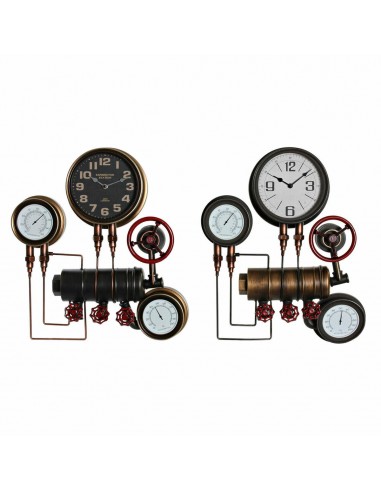 Horloge Murale DKD Home Decor Noir Rouge Fer Doré (2 pcs) (46 x 13 x 58 cm) JUSQU'A -70%! 