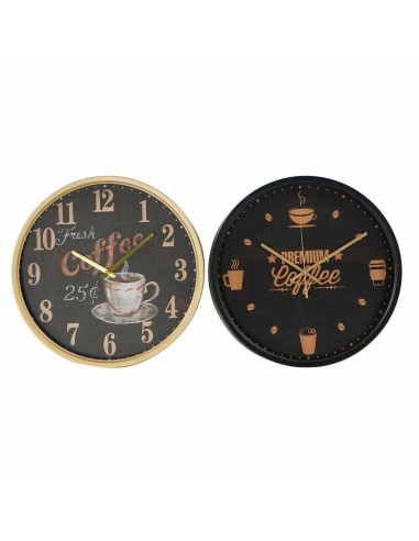 Horloge Murale DKD Home Decor Verre Noir Café Fer (2 pcs) (40 x 6 x 40 cm) À commander