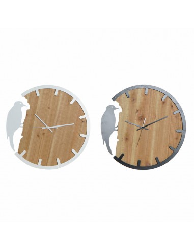 Horloge Murale DKD Home Decor Noir Blanc Fer Oiseau Bois MDF (50 x 3.5 x 50 cm) (2 pcs) de technologie