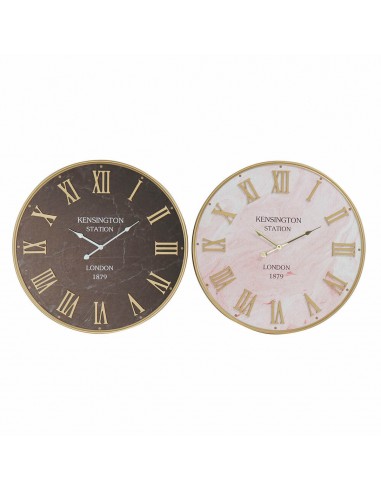 Horloge Murale DKD Home Decor Noir Rose Fer Bois MDF (60 x 4.5 x 60 cm) (2 pcs) Les magasins à Paris