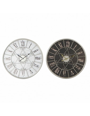 Horloge Murale DKD Home Decor Noir Blanc Fer Bois MDF (60 x 4.5 x 60 cm) (2 pcs) Venez découvrir notre 