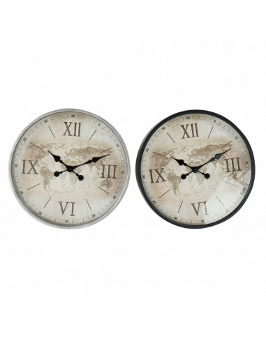 Horloge Murale DKD Home Decor Verre Beige Marron Fer Mappemonde (50 x 5.5 x 50 cm) (2 pcs) en ligne des produits 