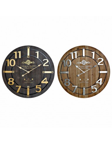 Horloge Murale DKD Home Decor Noir Fer Bois MDF (68 x 3 x 68 cm) (2 pcs) À commander