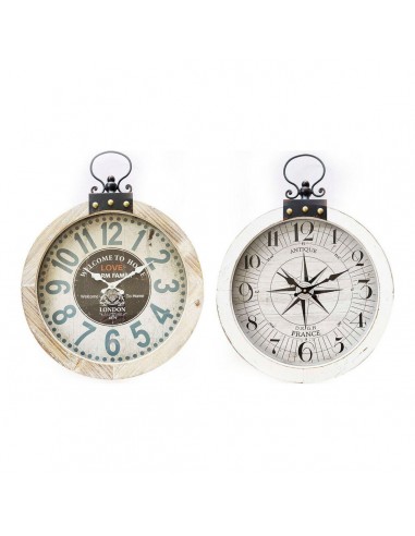 Horloge Murale DKD Home Decor Marron Blanc Fer Bois MDF (40 x 4 x 54 cm) (2 pcs) Profitez des Offres !