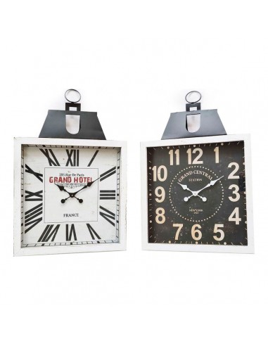 Horloge Murale DKD Home Decor Noir Blanc Fer Bois MDF (60 x 6 x 89 cm) (2 pcs) du meilleur 