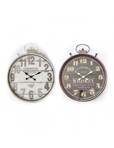 Horloge Murale DKD Home Decor Noir Métal Blanc Bois MDF (60 x 6 x 74.5 cm) (2 pcs) en ligne des produits 