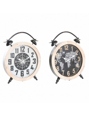 Horloge de table DKD Home Decor Noir Fer Bois MDF (41 x 6.5 x 52.5 cm) (2 pcs) paiement sécurisé