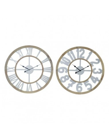 Horloge Murale DKD Home Decor Bois MDF (60 x 4 x 60 cm) (2 pcs) est présent 