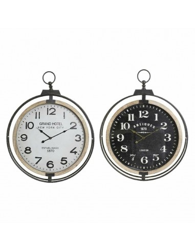 Horloge Murale DKD Home Decor Verre Noir Blanc Fer Bois MDF (2 pcs) (62 x 7 x 79 cm) votre