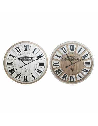 Horloge Murale DKD Home Decor Miroir Blanc Bois MDF (60 x 4 x 60 cm) (2 pcs) basket pas cher