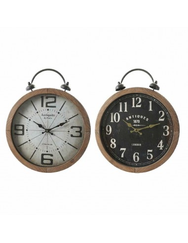 Horloge Murale DKD Home Decor Verre Noir Papier Blanc Fer Bois MDF (40 x 6 x 49 cm) (2 pcs) 50-70% off 