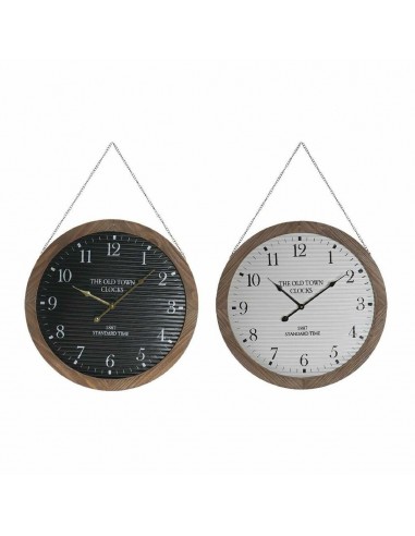 Horloge Murale DKD Home Decor Noir Blanc Fer Bois MDF (50 x 4.5 x 50 cm) (2 pcs) en ligne des produits 