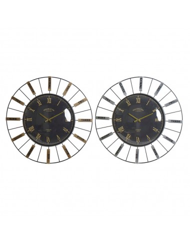 Horloge Murale DKD Home Decor Verre Argenté Doré Fer (2 pcs) (70 x 7 x 70 cm) france