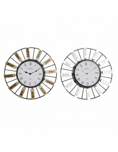 Horloge Murale DKD Home Decor Verre Argenté Doré Fer (40 x 6.4 x 40 cm) (2 pcs) en ligne des produits 