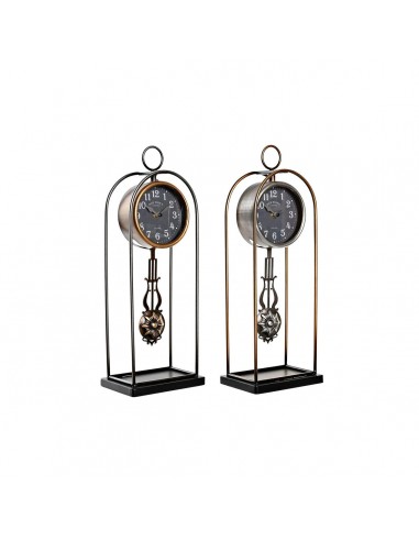 Horloge de table DKD Home Decor Verre Noir Doré Fer (17 x 12 x 46,5 cm) (2 Unités) à prix réduit toute l'année