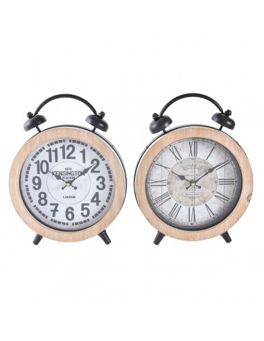 Horloge de table DKD Home Decor Naturel MDF Blanc Fer (25,8 x 8 x 32 cm) (2 Unités) livraison et retour toujours gratuits