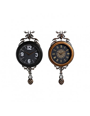 Horloge Murale DKD Home Decor Verre Noir Doré Fer (27 x 7,5 x 57,5 cm) Economisez 