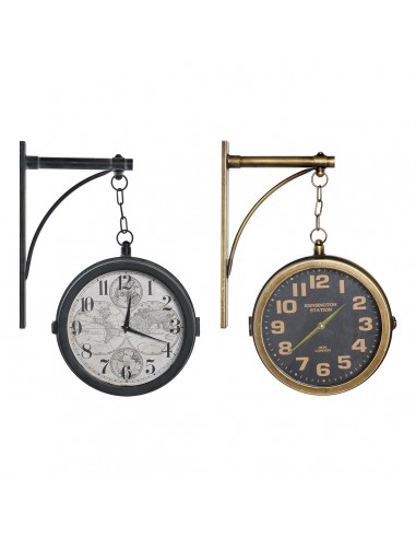 Horloge Murale DKD Home Decor Verre Noir Doré Fer (32 x 9 x 47 cm) à prix réduit toute l'année