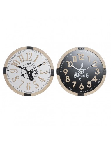 Horloge Murale DKD Home Decor Noir MDF Blanc (60 x 4,5 x 60 cm) pas cheres