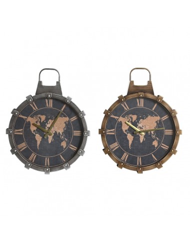 Horloge Murale DKD Home Decor Verre Argenté Doré Fer Mappemonde (42 x 8,5 x 54 cm) du meilleur 