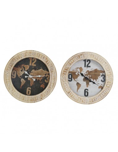 Horloge Murale DKD Home Decor Verre Noir MDF Blanc Mappemonde (77 x 6,5 x 77 cm) la livraison gratuite