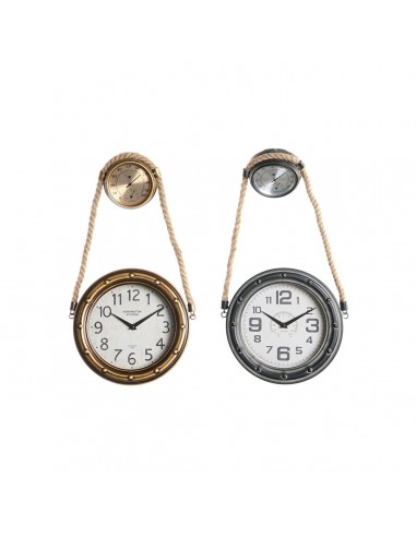 Horloge Murale DKD Home Decor Verre Fer Vintage 2 Unités (28,5 x 8 x 50 cm) en linge