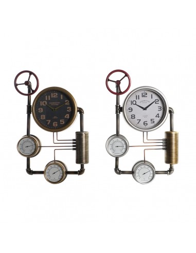 Horloge Murale DKD Home Decor Vannes Verre Fer 2 Unités (37,5 x 11 x 59 cm) de pas cher