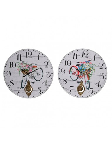 Horloge Murale DKD Home Decor Bicyclette Métal Multicouleur Bois MDF (2 Unités) (58 x 4 x 58 cm) Pour